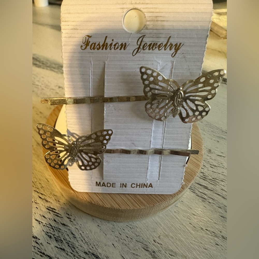 Silver butterfly hair clips bobby pin clips new set of 2 clips
